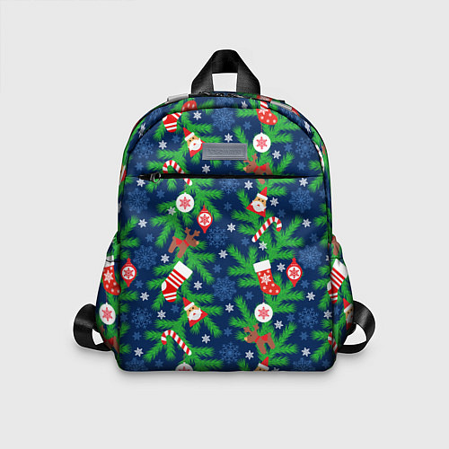 Детский рюкзак Новогодние игрушки на ёлке / 3D-принт – фото 1