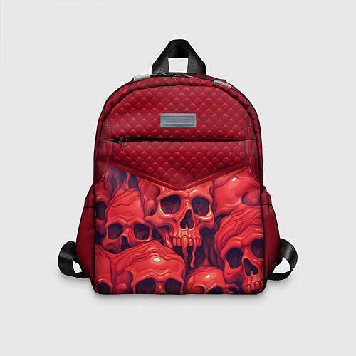 Детский рюкзак Расплавленные красные черепа / 3D-принт – фото 1