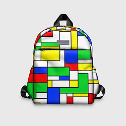 Детский рюкзак Геометрический жёлто-сине-красный, цвет: 3D-принт