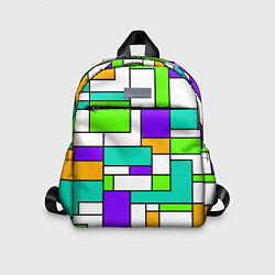 Детский рюкзак Геометрический зелёно-фиолетовый, цвет: 3D-принт