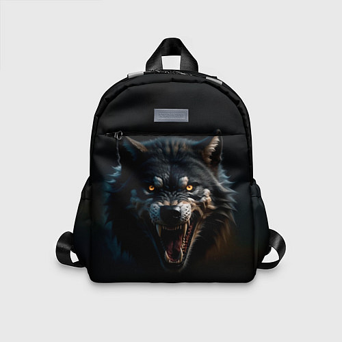 Детский рюкзак Волк чёрный хищник / 3D-принт – фото 1