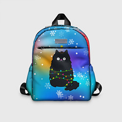 Детский рюкзак Новогодний котик и снежинки, цвет: 3D-принт