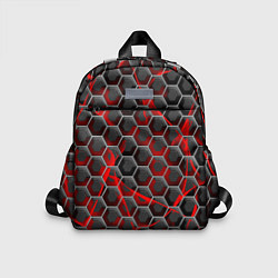 Детский рюкзак Красные узоры шестиугольник, цвет: 3D-принт