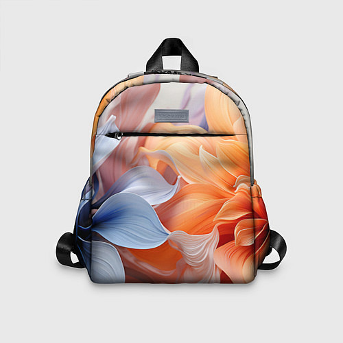 Детский рюкзак Голубой и оранжевый цветок / 3D-принт – фото 1