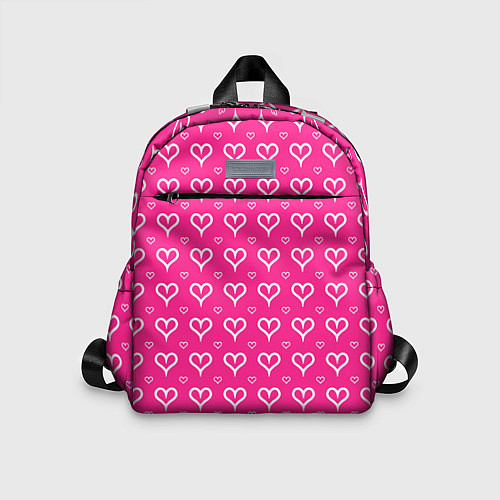 Детский рюкзак Сердечки паттерн насыщенный розовый / 3D-принт – фото 1