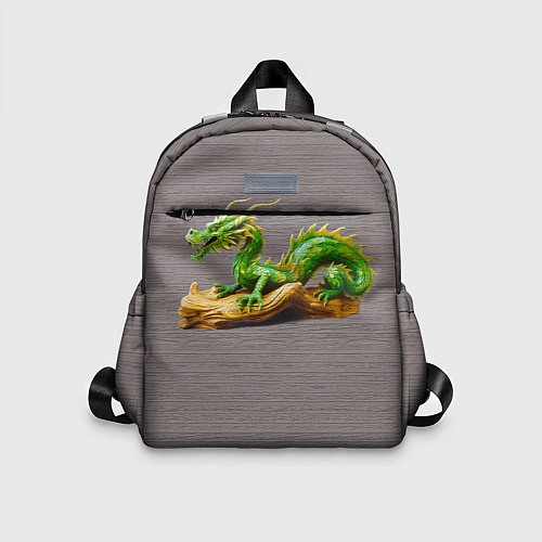 Детский рюкзак Зелёный деревянный дракон на дереве талисман / 3D-принт – фото 1