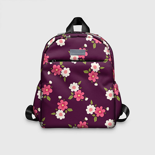 Детский рюкзак Цветочный паттерн в розовых оттенках / 3D-принт – фото 1
