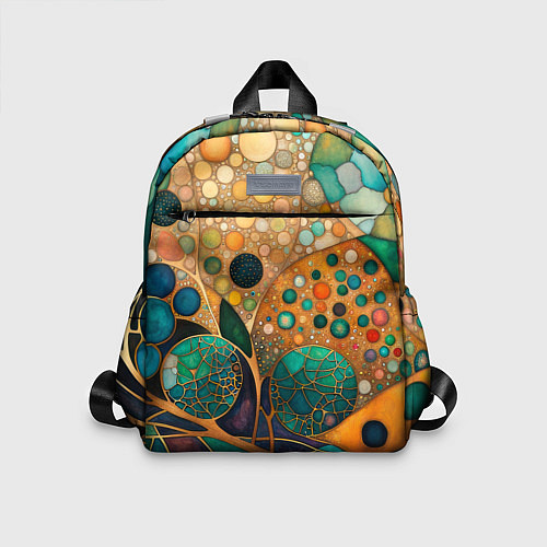 Детский рюкзак Вдохновение Климтом - изумрудная абстракция с круг / 3D-принт – фото 1