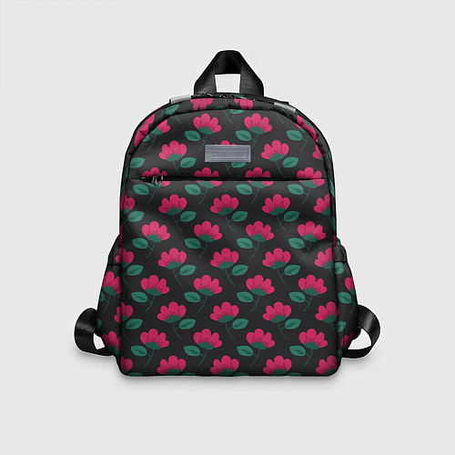 Детский рюкзак Темный паттерн с розовыми цветами / 3D-принт – фото 1