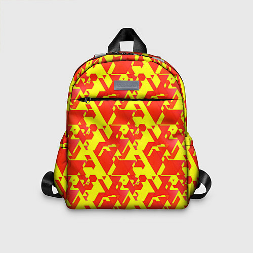 Детский рюкзак Красные фигуры на жёлтом фоне / 3D-принт – фото 1