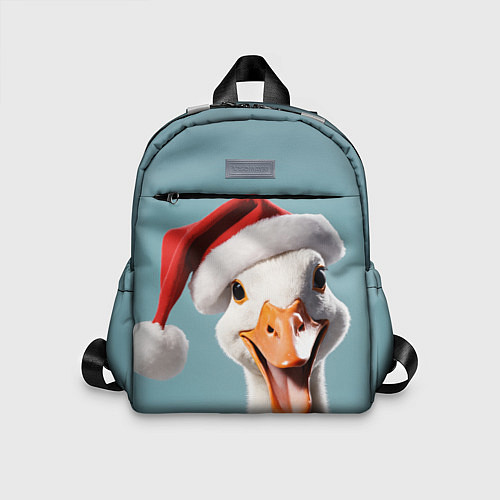 Детский рюкзак Смеющийся гусь в новогодней шапке / 3D-принт – фото 1