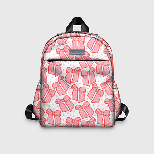 Детский рюкзак Узор с розовыми бантами в горошек / 3D-принт – фото 1