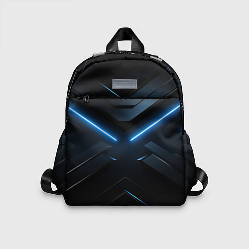 Детский рюкзак Синяя неоновая полоса на черном фоне / 3D-принт – фото 1