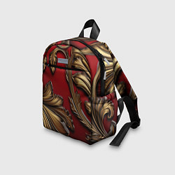 Детский рюкзак Золотые объемные листья на красном фоне, цвет: 3D-принт — фото 2