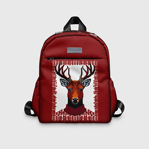 Детский рюкзак Олень на красном фоне / 3D-принт – фото 1