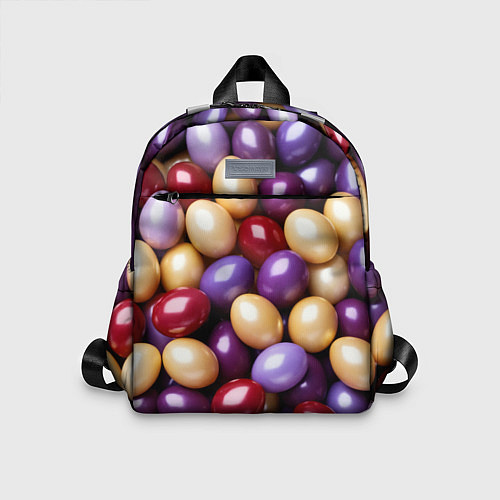 Детский рюкзак Красные и фиолетовые пасхальные яйца / 3D-принт – фото 1