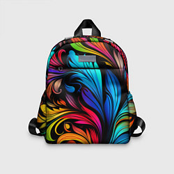 Детский рюкзак Паттерн с узорами на черном фоне, цвет: 3D-принт