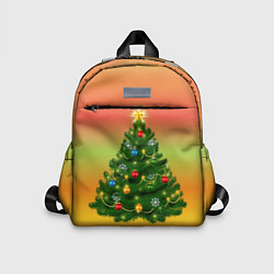 Детский рюкзак Ёлка новогодняя украшенная на ярком разноцветном ф, цвет: 3D-принт
