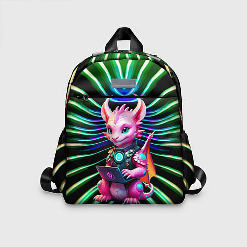 Детский рюкзак Прикольный дракончик с ноутбуком / 3D-принт – фото 1