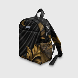 Детский рюкзак Лепнина золотые узоры на черной ткани, цвет: 3D-принт — фото 2