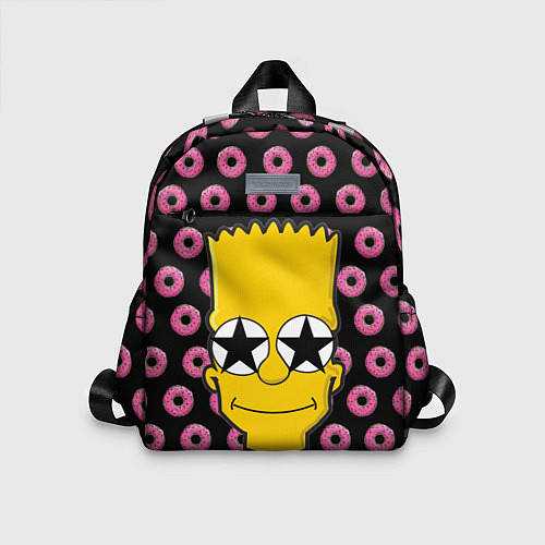 Детский рюкзак Барт Симпсон на фоне пончиков / 3D-принт – фото 1