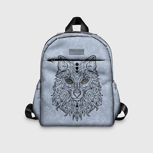 Детский рюкзак Волчица маркером серо-голубой / 3D-принт – фото 1