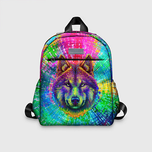 Детский рюкзак Цветной волк / 3D-принт – фото 1