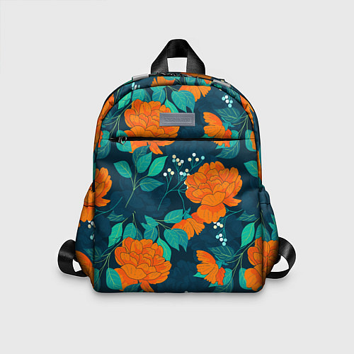 Детский рюкзак Паттерн с оранжевыми цветами / 3D-принт – фото 1