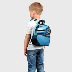Детский рюкзак Черная и синяя абстракция в виде волн, цвет: 3D-принт — фото 2