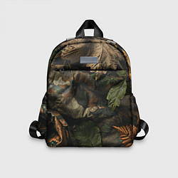 Детский рюкзак Реалистичный охотничий камуфляж из ткани и листьев, цвет: 3D-принт