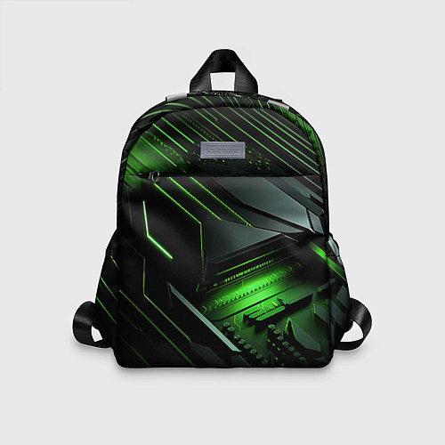 Детский рюкзак Металл и зеленый яркий неоновый свет / 3D-принт – фото 1
