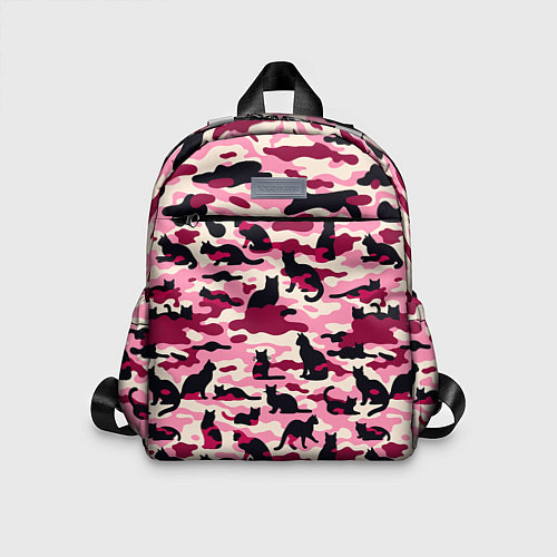 Детский рюкзак Камуфляжные розовые котики / 3D-принт – фото 1