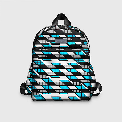 Детский рюкзак Синие треугольники и квадраты на белом фоне / 3D-принт – фото 1