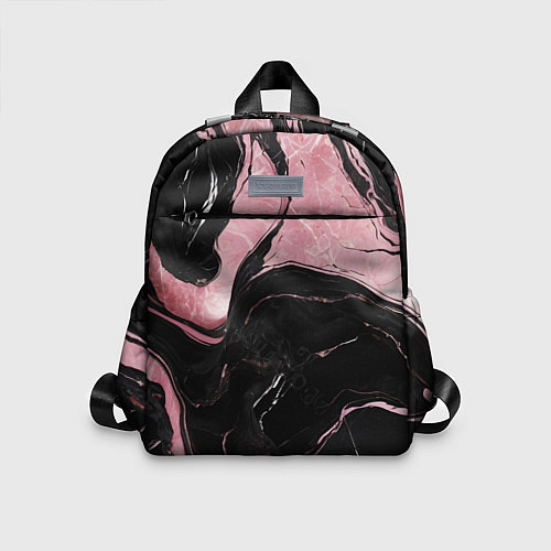 Детский рюкзак Черно-розовый мрамор / 3D-принт – фото 1