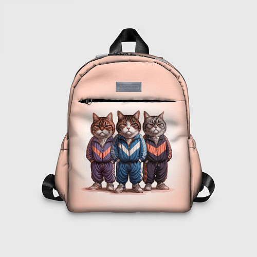 Детский рюкзак Три полосатых кота в спортивных костюмах пацана / 3D-принт – фото 1