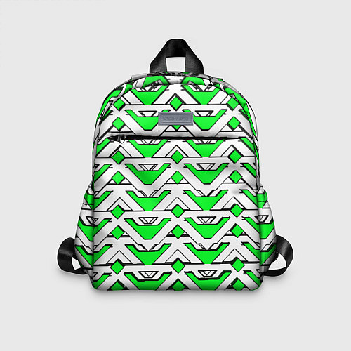 Детский рюкзак Бело-зелёный узор / 3D-принт – фото 1