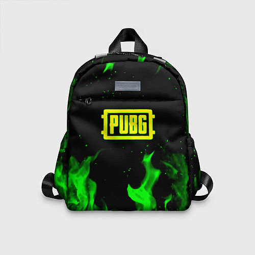 Детский рюкзак PUBG кислотное лого огненный стиль / 3D-принт – фото 1