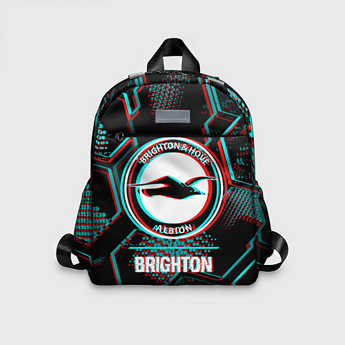 Детский рюкзак Brighton FC в стиле glitch на темном фоне / 3D-принт – фото 1