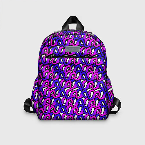 Детский рюкзак Фиолетовый узор и чёрная обводка / 3D-принт – фото 1