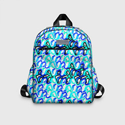 Детский рюкзак Синий узор и бело-чёрная обводка, цвет: 3D-принт