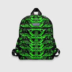 Детский рюкзак Зелёная техно-броня на чёрном фоне, цвет: 3D-принт