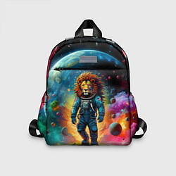 Детский рюкзак Лев космонавт в неоновом космическом пространстве, цвет: 3D-принт