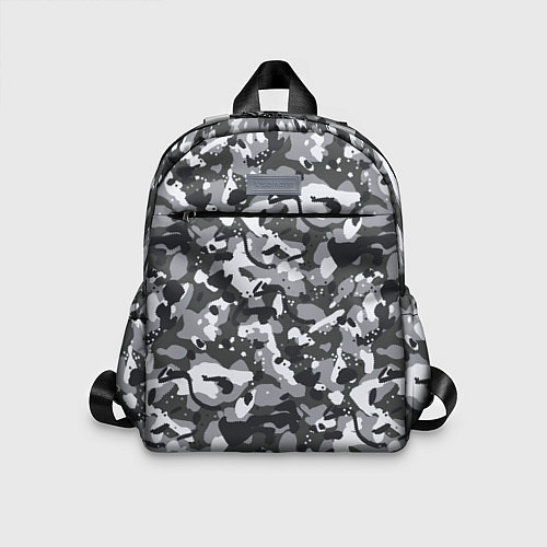 Детский рюкзак Серый пиксельный камуфляж / 3D-принт – фото 1