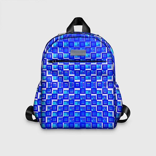 Детский рюкзак Синие квадраты на белом фоне / 3D-принт – фото 1