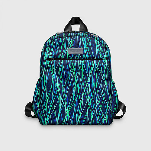 Детский рюкзак Тёмно-синий абстрактный неоновые линии / 3D-принт – фото 1