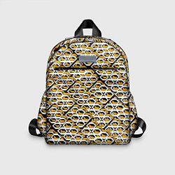 Детский рюкзак Жёлто-белый узор на чёрном фоне, цвет: 3D-принт