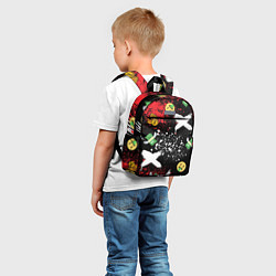 Детский рюкзак Денежные смайлики и пачки долларов с крыльями, цвет: 3D-принт — фото 2