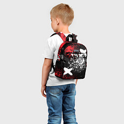 Детский рюкзак Логотип Порше на фоне граффити и брызг красок, цвет: 3D-принт — фото 2