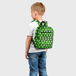 Детский рюкзак Техно узор из шестиугольников зелёный, цвет: 3D-принт — фото 2