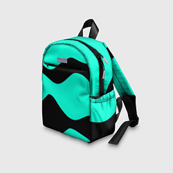 Детский рюкзак Бирюзовый в чёрные волнистые полосы абстракция, цвет: 3D-принт — фото 2